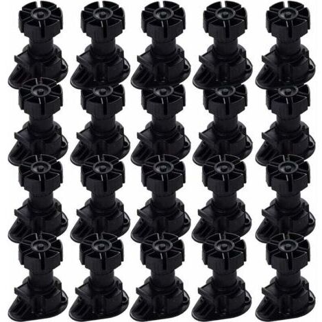 20 verstellbare Möbelfüße, Befestigungsclips, Küchenmöbelbeine, Tischbeine, mit Sockelkappen, geeignet für alle Arten von Küchenmöbeln (80 mm -