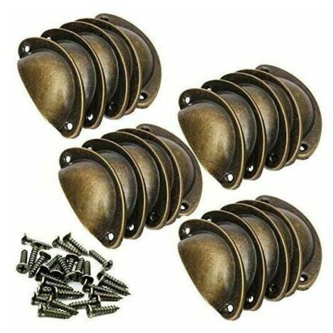 20 Vintage-Muschelgriffe für Schubladen, Schranktüren, Möbel, Küche, Eisen, Schrankknauf mit Schrauben, 82 mm, Antikmessing