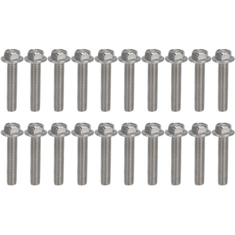 20 Vis à tête hexagonale à embase M10x1.5 Acier Inoxydable A2-70 avec Rondelle DIN6921 - Lot de 20 pièces