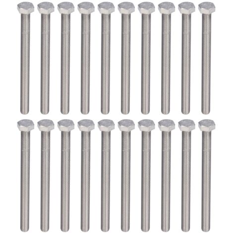 20 Vis à tête hexagonale M10x130 Acier Inoxydable A2, Filetage Complet DIN 933, Lot de 20 Pièces