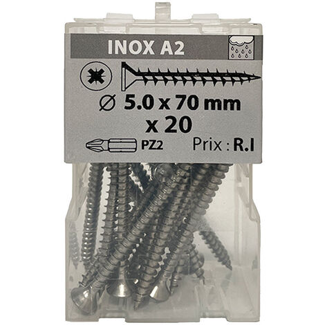20 vis agglo 5x70mm fraisée Pz inox A2 - Vissal
