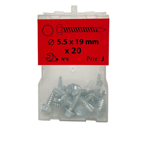 20 vis autoperceuses 5,5x19mm tête hexa zingué Viswood