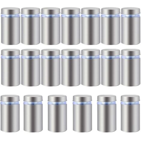 20 vis de fixation publicitaires en acier inoxydable pour verre, entretoises, boulons, supports, vis, clous publicitaires, vis de fixation, entretoises sans cadre pour verre 16 x 30 mm