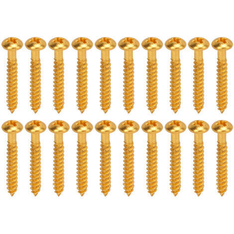 20 Vis de montage pour micro guitare électrique, basse, en métal haute résistance, dorées, lot de 20 pièces