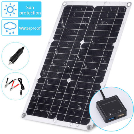 20-W-Solarpanel-Set mit Controller und USB-Anschluss – Tragbares, wasserfestes monokristallines PET-Panel für Auto, Boot und Camping