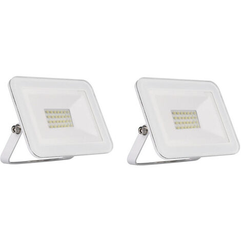 20 Watt LED Flutlichtstrahler 2er SET, 6500 Kelvin Tageslichtweiß, IP65