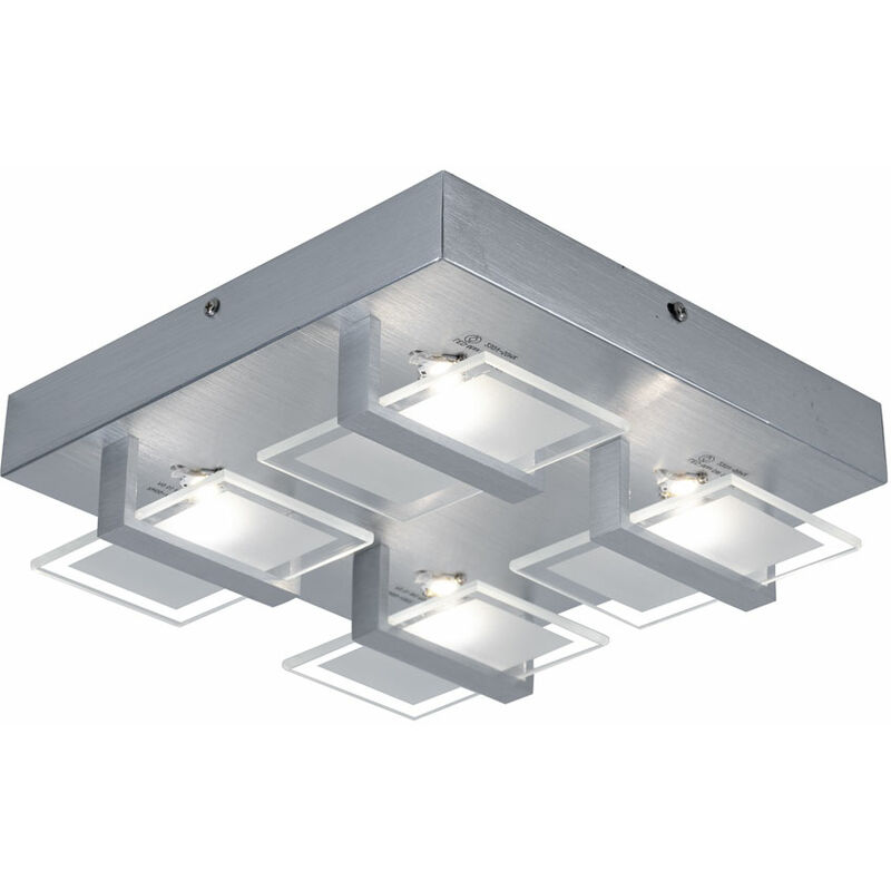 Image of Plafoniera LED 20 watt luce alluminio vetro satinato trasparente sala da pranzo Globo 41715-4