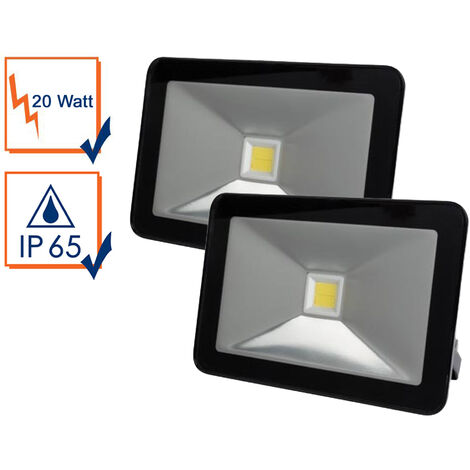 20 Watt LED Strahler 2er SET, 4000 Kelvin Neutralweiß, IP65, 13x18cm