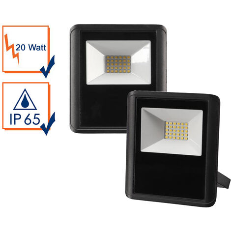 20 Watt LED Strahler ALU, 2er SET 4000 Kelvin Neutralweiß, IP65, 13x15cm