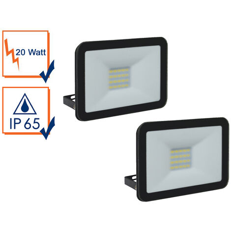 20 Watt LED Strahler ALU, 2er SET 5000 Kelvin Neutralweiß, IP65, 12x16cm