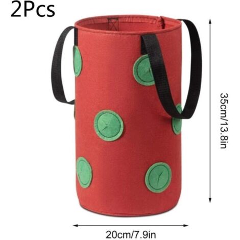 (20 x 35 cm) (Rosso) Set di 2 sacchi per la coltivazione di fragole da appendere, realizzati in tessuto non tessuto con 12 fori, sacchi per la coltivazione di fragole, erbe aromatiche, fiori