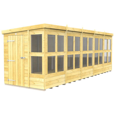 20 x 6 Feet Pent Potting Shed - Wood - L178 x W589 x H201 cm