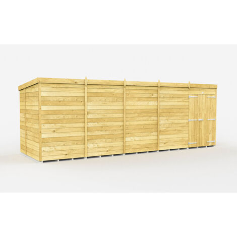 20 x 6 Feet Pent Shed - Double Door Without Windows - Wood - L178 x W589 x H201 cm