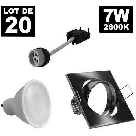 20 x 7W Bianco caldo Quadrato da incasso regolabile in alluminio spazzolato con GU10 LED 2700