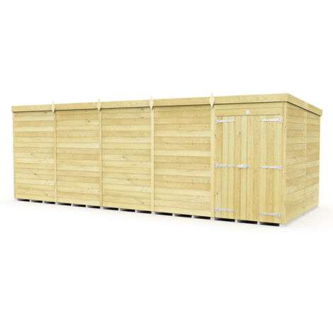 20 x 8 Feet Pent Shed - Double Door Without Windows - Wood - L231 x W589 x H201 cm