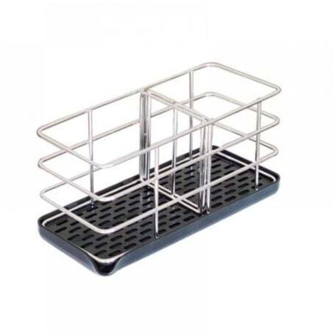 (20 x 8.5 x 10 cm, noir) évier de cuisine support de rangement en acier inoxydable, support de stockage de savon support d'évier de salle de bain