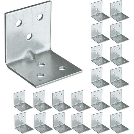 20 x Equerre d'assemblage Equerre de Fixation Angle Droit Support en forme de L, Équerre Angle 90 Degrés en Acier, Équerre de Coin