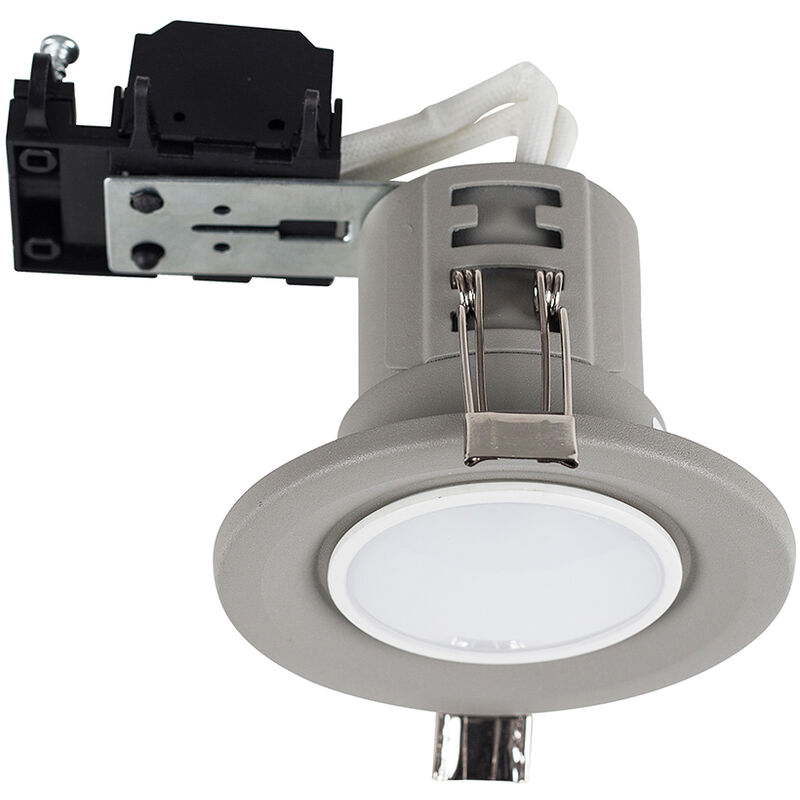 20 x Fire Rated GU10 Recessed Ceiling Downlight Spotlights + 5W Warm White LED GU10 Bulbs - Cement