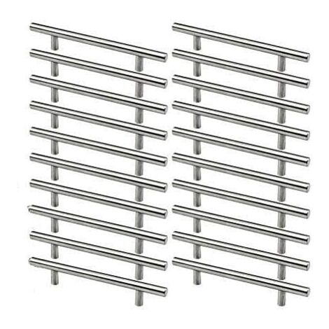 20 x Küchenmöbelgriffe aus Edelstahl, 128 mm Lochabstand, T-Griff aus gebürstetem Stahl für Schranktüren