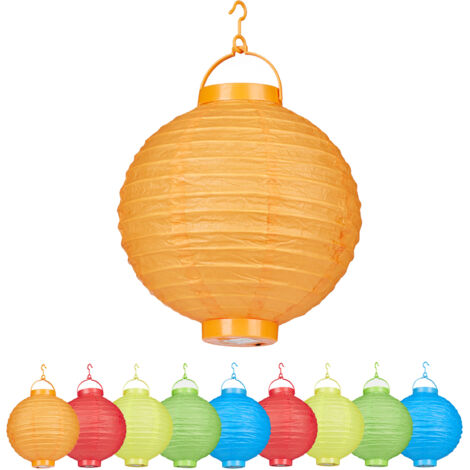 20 x LED Lampions bunt, batteriebetrieben, Lampion Set für Draußen & Drinnen, zum Aufhängen, Papierlaterne Ø 20cm, farbig