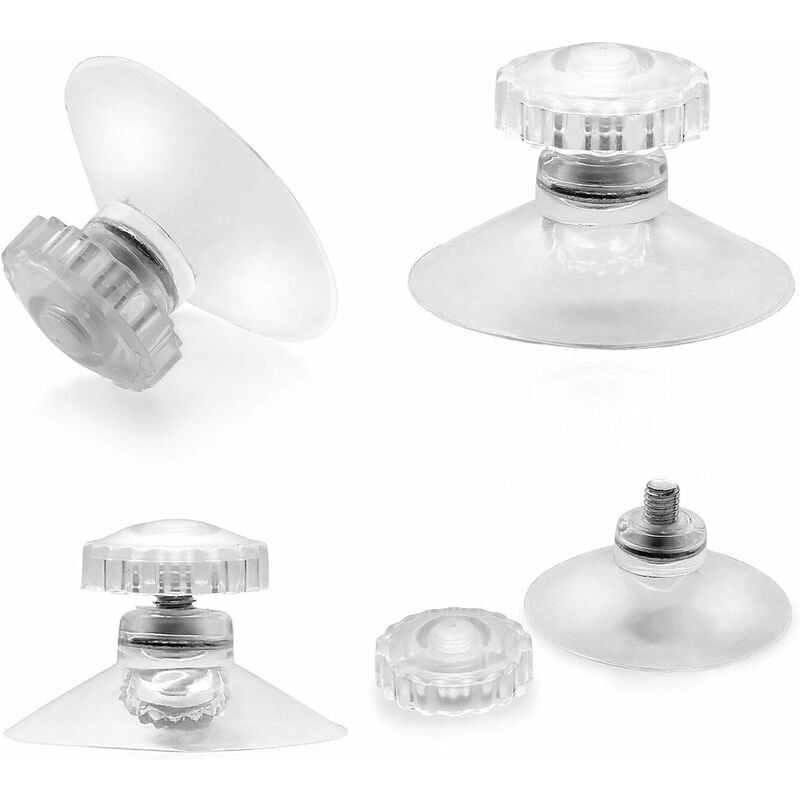 20 x Ventosas con rosca y tuercas moleteadas Ø 45 mm, transparentes, para coche, camping, ventana, parasol