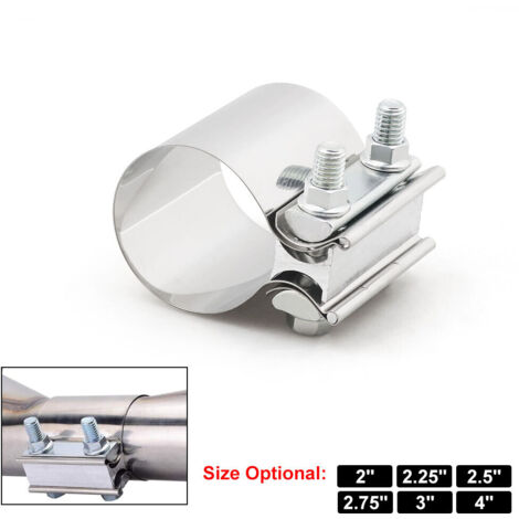 2.0 Zoll Auspuffschelle, Butt Joint Band Clamp Sleeve Coupler Edelstahl für Rohre, Schalldämpfer, Katalysatoren