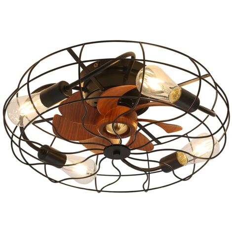 20 Zoll flacher Industrie-Deckenventilator für den Innenbereich mit Fernbedienung, 7 Flügeln und Glühbirne