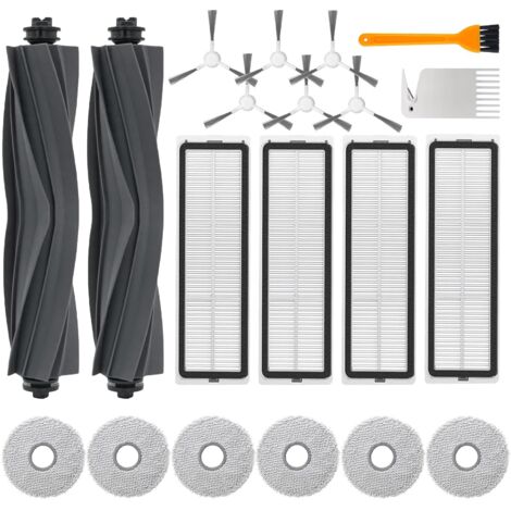 20 Zubehörteile für Dreame L10s Ultra / L10 Ultra / L10 Prime/Xiaomi X20+ Staubsaugerzubehör mit 2 Hauptbürsten, 6 Reinigungstüchern, 4 Filtern, 6 Seitenbürsten