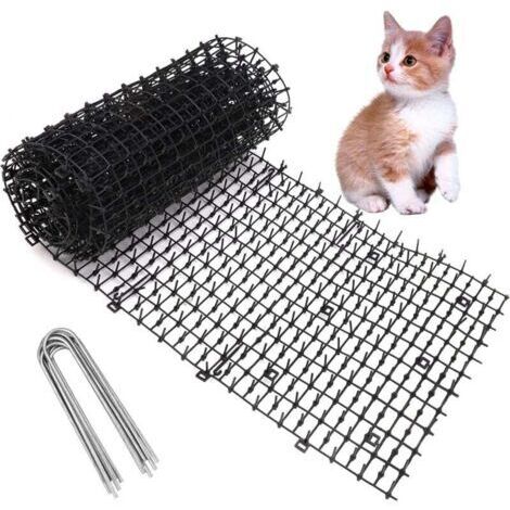 200 28 cm Tapis anti-chat pour chat Tapis répulsif pour chat Répulsif pour chat en plastique avec 8 piquets Filet barbelé pour animaux sauvages Protection des plantes Jardin extérieur