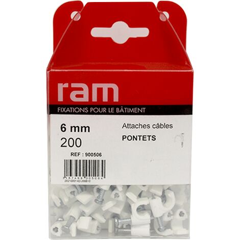 200 attaches pontet pour câbles et conduits Ø6 mm - Ram
