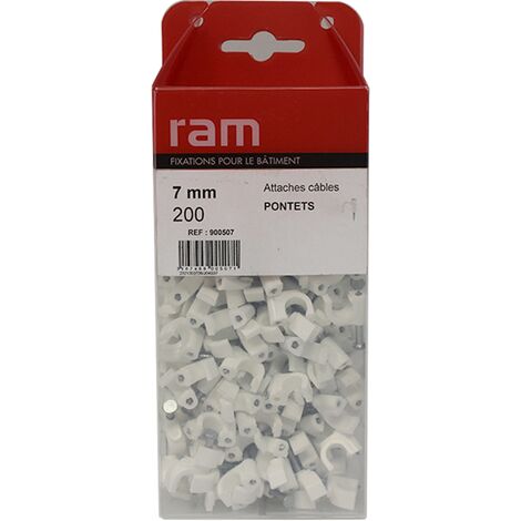 200 attaches pontet pour câbles et conduits Ø7 mm - Ram