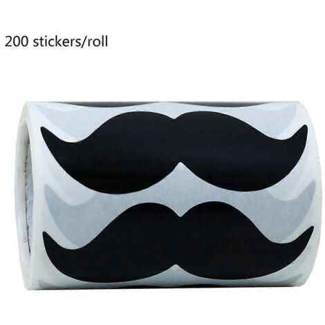 200 autocollants imperméables à motif moustache, style tableau noir, pour ordinateur portable, voiture, vase, bocal de cuisine