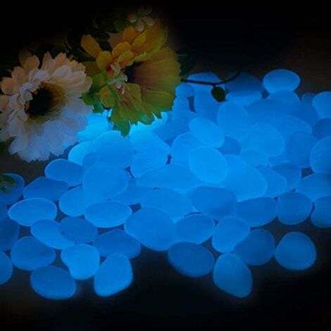 HÉLOISE 200 Blue Luminous Stones, Decorative Glow Pebbles, 200 Garden Stones Outdoor Corridor Decoration, Outdoor Decoration, Aquarium, and Path Decoration Stones