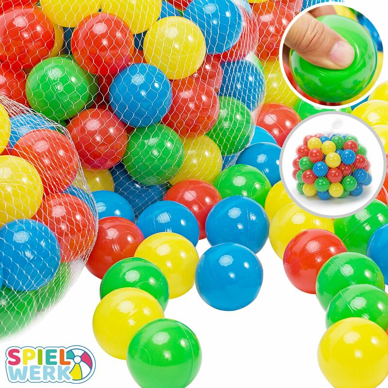 

Set de 200 bolas de colores de 5,5cm para la carpa / piscina de juegos con bolsa de transporte para niños 200 Pelotas - Spielwerk