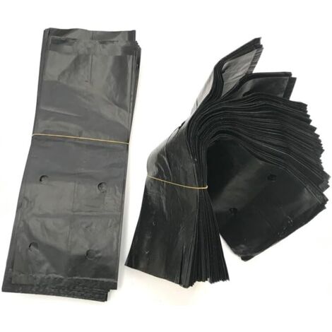 200 Bolsas de Plástico para Vivero PE Bolsas para Cultivo de Plantas Engrosadas Biodegradables con Agujeros Transpirables Bolsas para Plántulas 17x25cm
