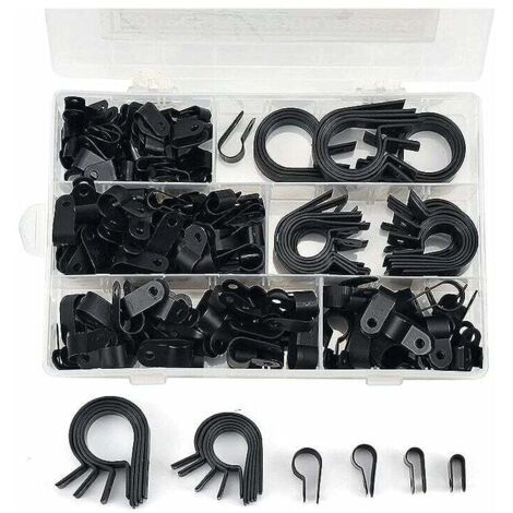 200 bridas de nailon para cables (R, P), abrazaderas de nailon para tubos de plástico, sujetadores para conductos, cables, ductos y vainas de Ø 5,3/6,4/10,4/13,2/19/23 mm (negro). Gu.B/bon