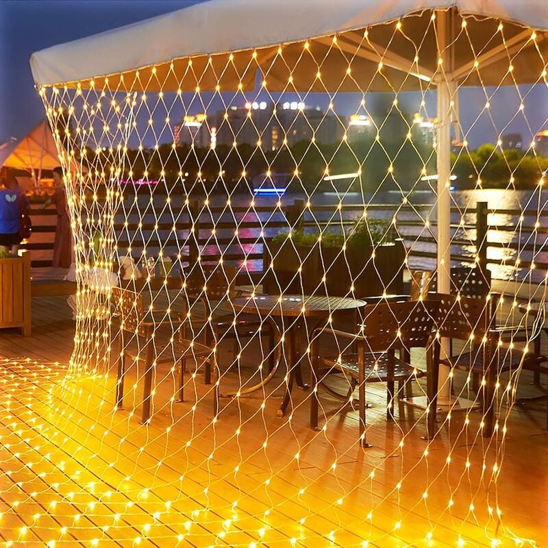 

200 cadenas de luz LED, 3 x 2 m Cadenas luminosas blancas cálidas 8 modos Cadenas de luz para interiores y exteriores para fiestas, cumpleaños,