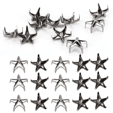 200 Clous à Griffe Étoile 5 Pointes 10MM Noir, Fixations pour Accessoires DIY Sacs et Chapeaux