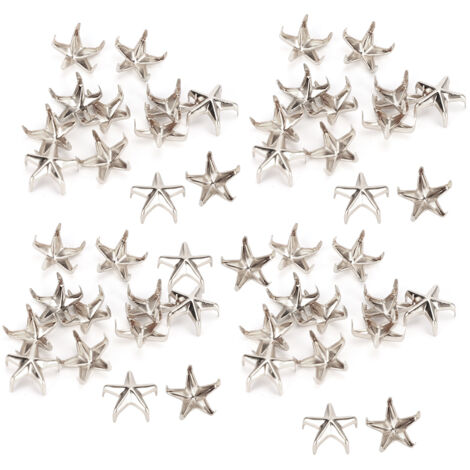 200 Clous Étoile 5 Branches Argent 10MM pour Décorations Sacs, Chapeaux et Accessoires DIY