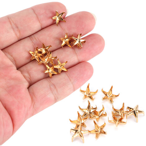 200 Clous Étoile 5 Pointes pour Accessoires de Mode DIY, 10MM Doré