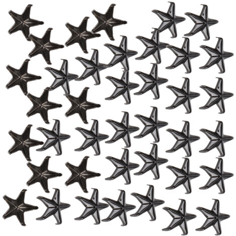 200 Clous Étoile 5 Pointes pour Accessoires de Mode DIY, 10MM Noir, Attaches Métalliques pour Sacs et Chapeaux