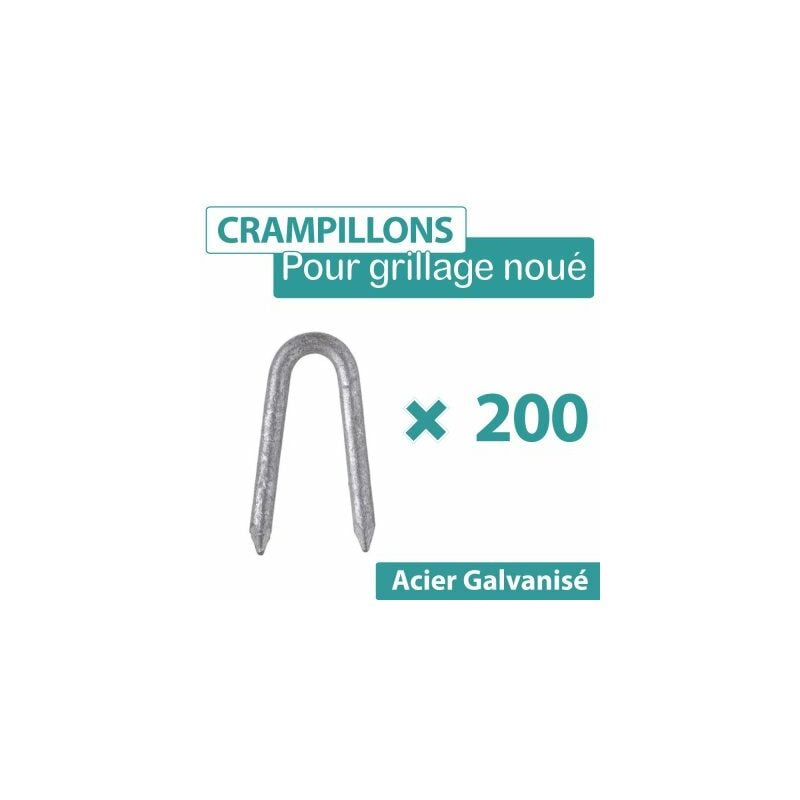 Cloture&jardin - 200 Crampillons Acier Galvanisé - Diamètre 2,5mm - Longueur 25mm