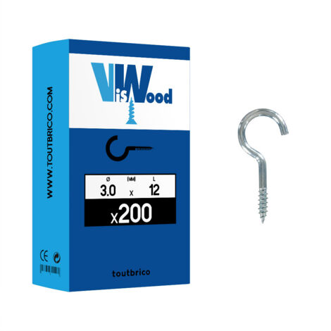 200 crochets d'armoire 3 X 12mm zingué - Viswood