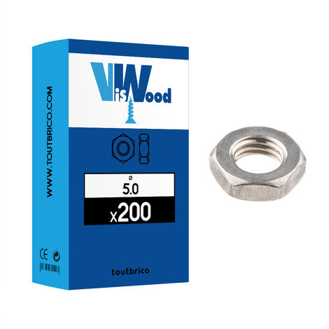 200 écrous bas hexagonaux Ø 5mm classe 4 zingué - Viswood