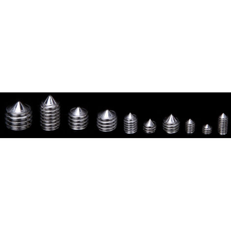 200 Edelstahl-Innensechskantschrauben mit konischer Spitze für Präzisionsinstrumente M3 M4 M5 M6 M8