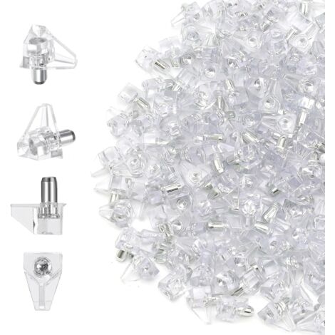 200 équerres de fixation transparentes de 5 mm en acier renforcé pour étagères, armoires, penderies et bibliothèques. - AquaForge