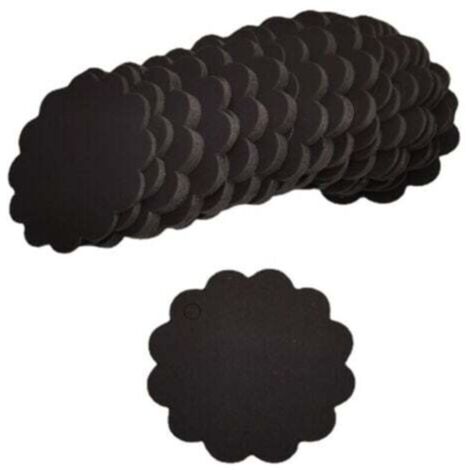 200 etichette regalo in carta kraft nera a forma di ventaglio (diametro 6 cm) per confezioni artigianali
