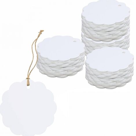 200 etiquetas de regalo blancas en forma de abanico (6 cm de diámetro) para embalaje artesanal