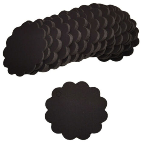 200 étiquettes cadeaux en kraft noir en forme d'éventail (6cm de diamètre) pour l'emballage artisanal