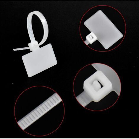 200 fascette per cavi bianche in plastica, etichette per cavi elettrici, gestione cavi, etichette per cavi di rete, organizzatore di cavi per computer, TV, ufficio, marcatura dei cavi